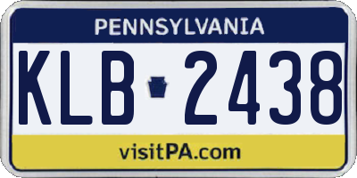 PA license plate KLB2438
