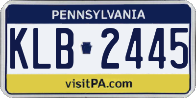 PA license plate KLB2445
