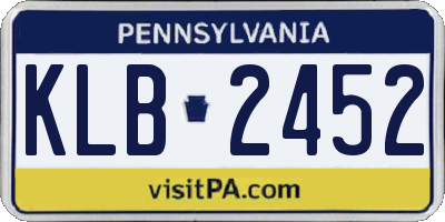 PA license plate KLB2452