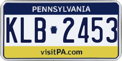 PA license plate KLB2453