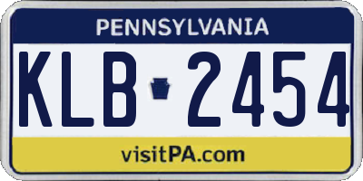 PA license plate KLB2454