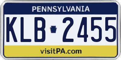 PA license plate KLB2455