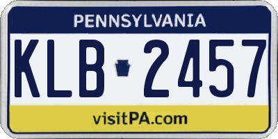 PA license plate KLB2457