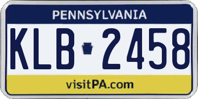 PA license plate KLB2458