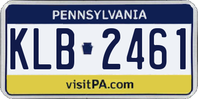 PA license plate KLB2461