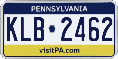 PA license plate KLB2462