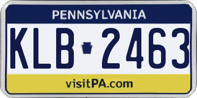 PA license plate KLB2463