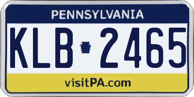 PA license plate KLB2465