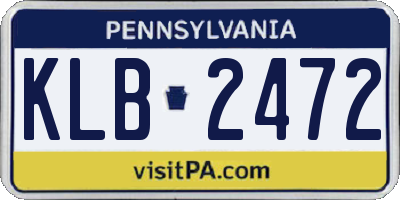 PA license plate KLB2472