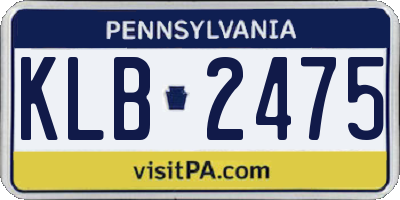 PA license plate KLB2475