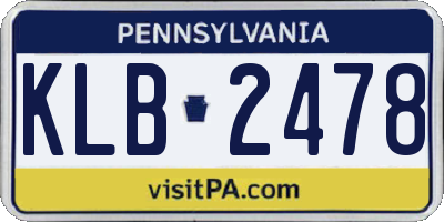 PA license plate KLB2478