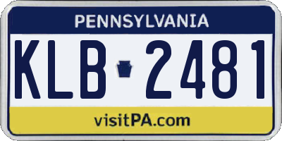 PA license plate KLB2481