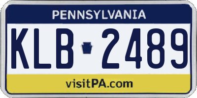 PA license plate KLB2489
