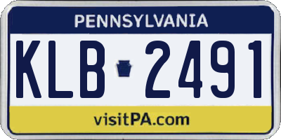 PA license plate KLB2491