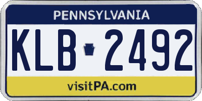 PA license plate KLB2492