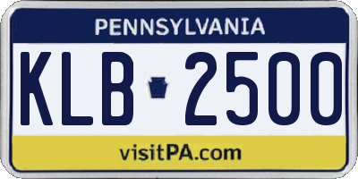 PA license plate KLB2500