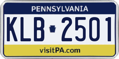 PA license plate KLB2501