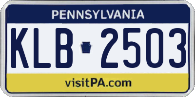 PA license plate KLB2503