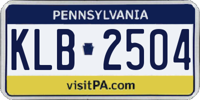 PA license plate KLB2504