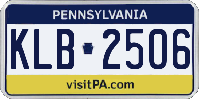 PA license plate KLB2506