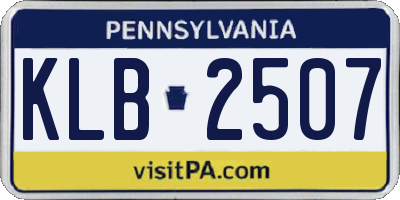 PA license plate KLB2507