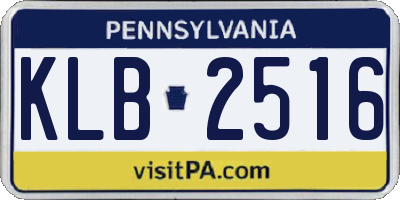 PA license plate KLB2516