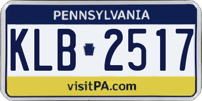 PA license plate KLB2517