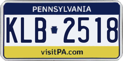 PA license plate KLB2518