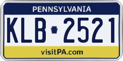 PA license plate KLB2521