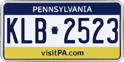 PA license plate KLB2523