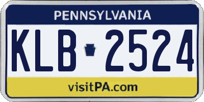 PA license plate KLB2524