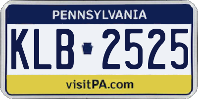 PA license plate KLB2525