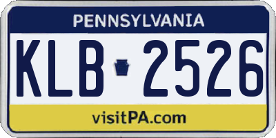 PA license plate KLB2526