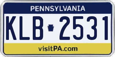 PA license plate KLB2531