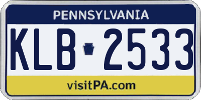 PA license plate KLB2533