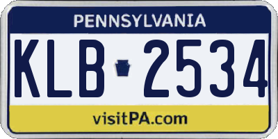PA license plate KLB2534