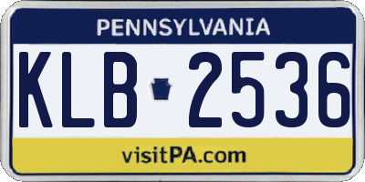 PA license plate KLB2536