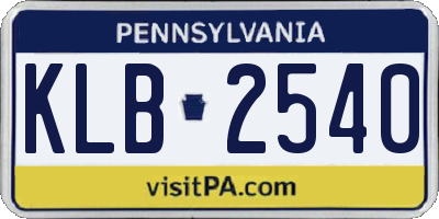 PA license plate KLB2540