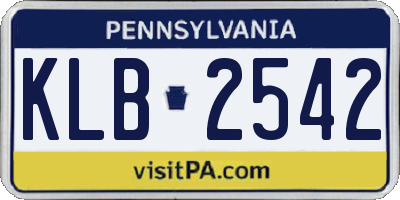 PA license plate KLB2542