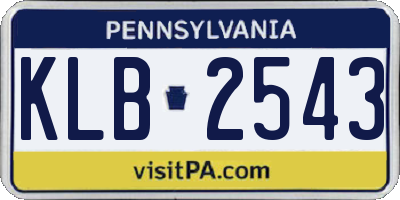 PA license plate KLB2543
