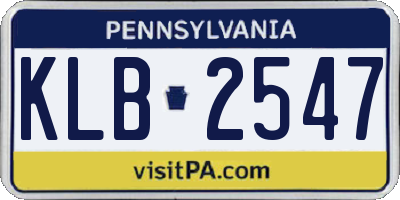 PA license plate KLB2547