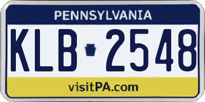 PA license plate KLB2548