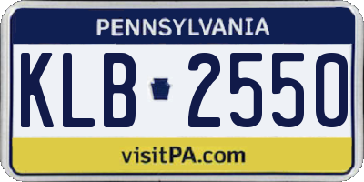 PA license plate KLB2550