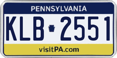 PA license plate KLB2551