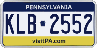 PA license plate KLB2552