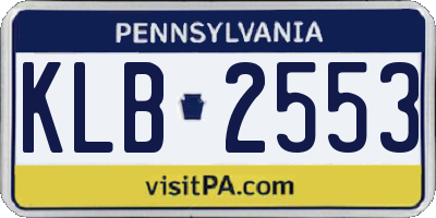 PA license plate KLB2553