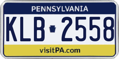 PA license plate KLB2558