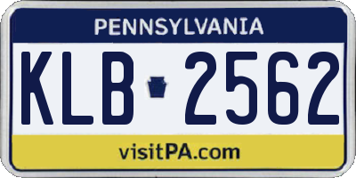 PA license plate KLB2562