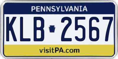PA license plate KLB2567