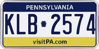 PA license plate KLB2574